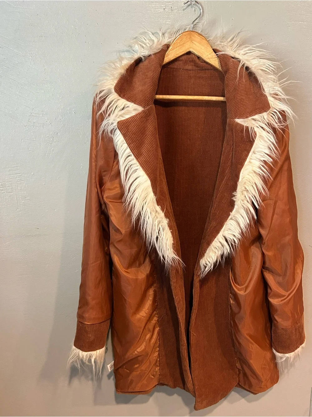 Altar'd State Rust Brown Corduroy Jacket with Cream Label Accent